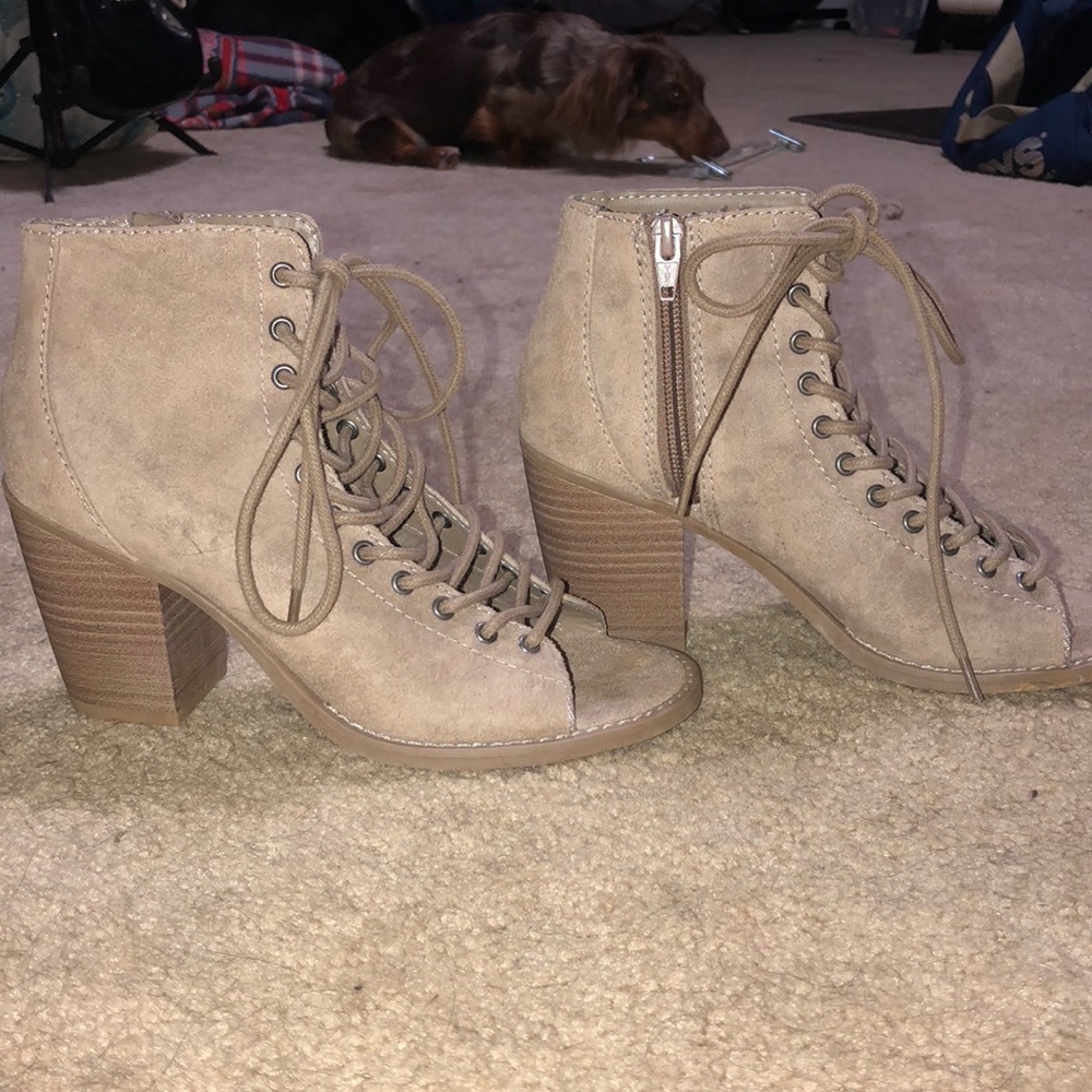 Lace Up Heel Booties
